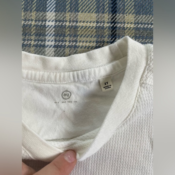 AG Adriano Goldschmied Toddler Boys White Waffle Short sleeved Shirt - Picture 3 of 4